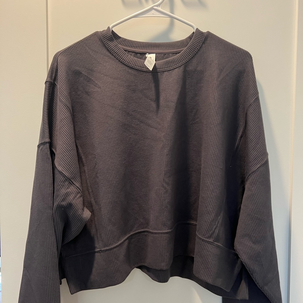 90 Degree By Reflex Charcoal Ribbed Pullover